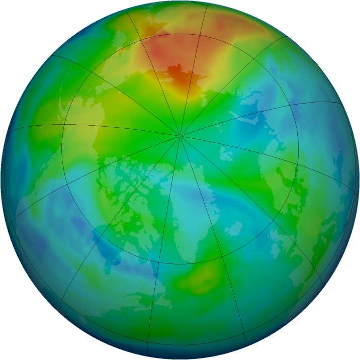 Arctic ozone map for 02 December 2012